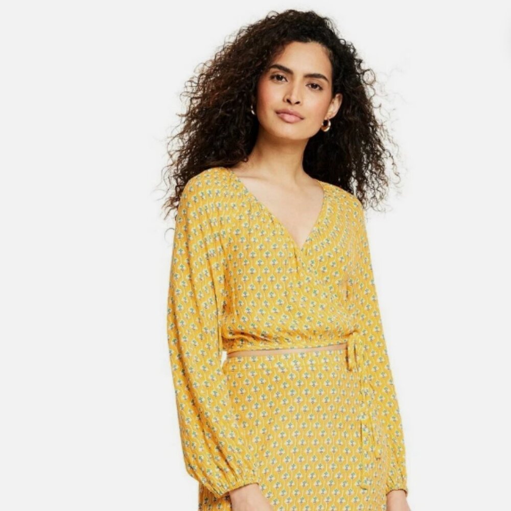 RHODE x Target Women's Dainty Lotus Print Wrap Top & Skirt Yellow